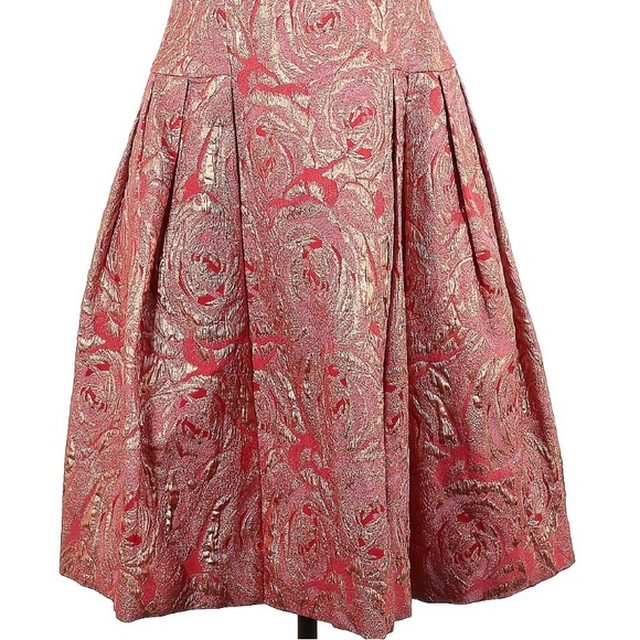 Carmen Marc Valvo Pink Fit and Flare Midi Dress for Weddings - Picture 3 of 11